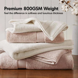 800GSM Ultra-Soft 100% Cotton Absorbent Towel Set, Cream