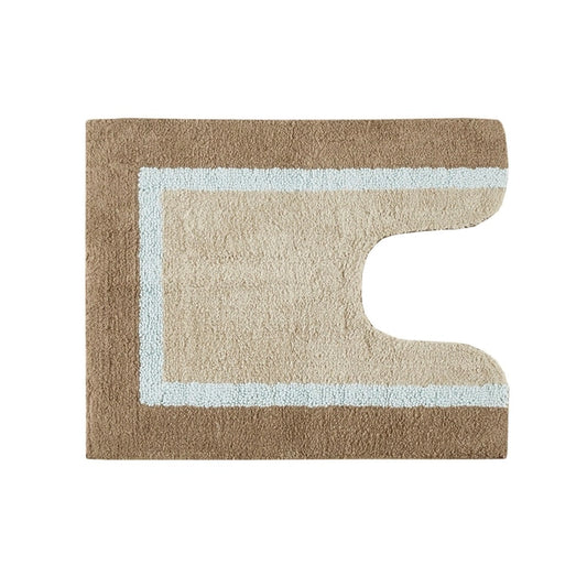 Cotton Tufted Barthroom Rugs, Taupe/Blue