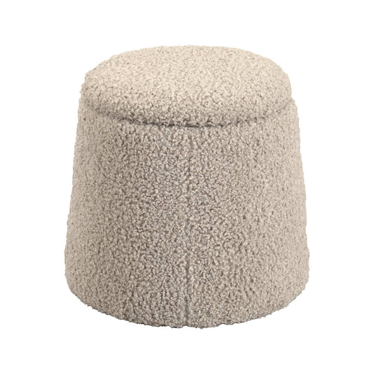 Boucle Round Storage Ottoman, Beige