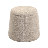 Boucle Round Storage Ottoman, Beige