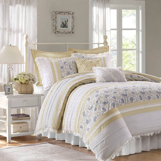 Wholesale Shabby Chic 9-Piece Comforter/Duvet Cover Set, Yellow