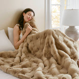 Faux Fur Velvet Throw Blanket 50x60", Tan