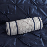 Silky Tufted 7-Piece Comforter Set, Navy Blue