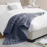 Soft Warm Ruched 50x60" Throw Blanket, Slate Blue