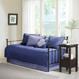 6 Piece Reversible Cottage Daybed Cover Set, Navy