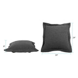 Scroll Puff Ottoman Cover & Cushion- Barbet Charcoal/Black