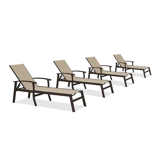 PURPLE LEAF Outdoor Chaise Lounge Chair Patio Pool Lounger Aluminum Chairs with Side Table and Wheels Adjustable Tanning Recliner with Armrests for Outside Backyard Deck Beach