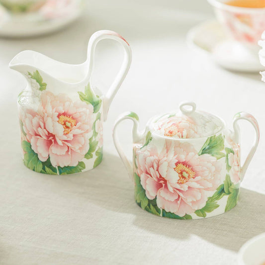 Gracie Bone China Empire Peony Sugar & Creamer Set
