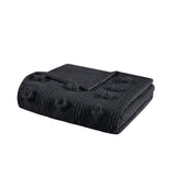 Clip Jacquard Pompom Duvet Cover Set, Black