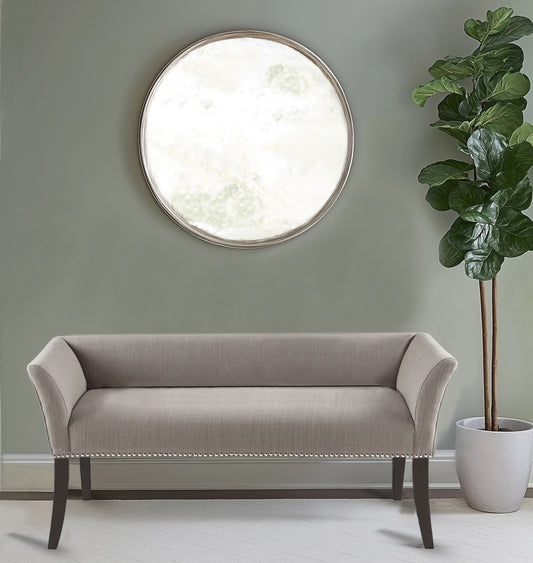 Flared Low Arm Low Back Accent Bench, Grey