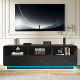 Bohemian Floating Tv Stand with Led Lights & Storage
