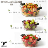 Moss & Stone 3-Piece Glass Casserole Set