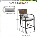 2‑Piece Bar Height Table & Rattan Chair Set