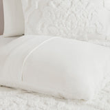 Tufted Chenille Damask Comforter/Duvet Cover Mini Set, White
