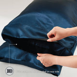 Wrinkle-Free Solid Satin Luxury Sheet Set, Midnight Blue