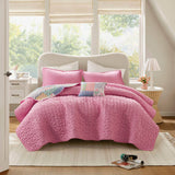 Floral Patchwork Quilt Set, Pink