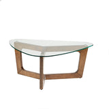 Triangle Glass Mid-Century Coffee Table, Brown