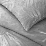 Stone-Washed Leaf Patterned Jacquard Duvet Set, Light Gray