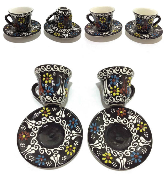 Handmade Turkish Coffee Cups & Saucers Set