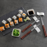 Pakkawood Chopsticks with Ceramic Rests & Sauce Bowls Set