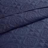 3 Piece Quilted Medallion Reversible Bedspread Set, Nav