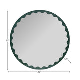 Santosh Round Glossy Hunter Green Scalloped Mirror