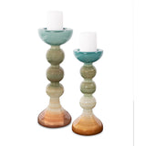 Capri Stripe Glass Candle Holder- Tall
