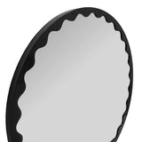 Santosh Round Glossy Black Scalloped Mirror