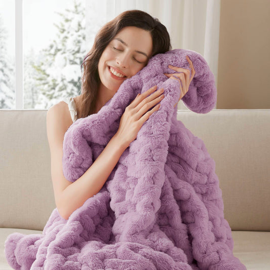 Soft Ruched 50x60" Throw Blanket, Purple
