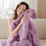 Soft Ruched 50x60" Throw Blanket, Purple