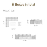PURPLE LEAF Sanori L-Shaped Patio Couch Set Modular Sofa with Beige Cushions and Ottoman for Backyard