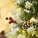 HOMCOM 6ft Pre-Lit Snow-Dipped Artificial Christmas Tree with Realistic Branches, 300 LED Lights, Pine Cones, Red Berries and 618 Tips