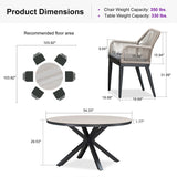 PURPLE LEAF Round Outdoor Dining Set Patio Aluminum Dining Set Round Table and Wicker Chairs with Sunbrella Cushions for Kitchen Deck