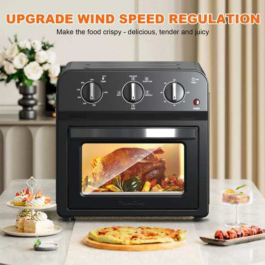 Plum chef Air Fryer, 13QT Multifunctional Convection Toaster Oven Air Fryer Combo, 360° Hot Air Circulation for Healthy Oil-Free Cooking, Adjustable Time & Temp Control, Black Oven