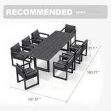 PURPLE LEAF Caesar Outdoor Dining Set Aluminum Luxury Patio Furniture Table and Chairs Set with Olifen Removable Thick Cushion and Pillow Patio Dining Sets for Garden Deck