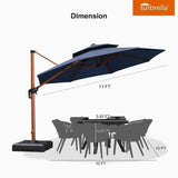 PURPLE LEAF Double Top 11 ft Round Outdoor Patio Umbrella with High Quality Sunbrella Fabric