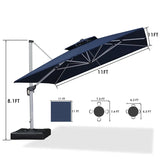 PURPLE LEAF Large Square Patio Cantilever Umbrella With Base for Garden Pool Porch