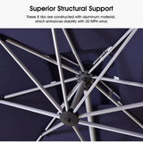 PURPLE LEAF Large Round Patio Cantilever Umbrella With Base for Deck, Pool, Backyard