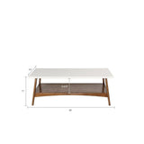 Midcentury Pecan Wood Coffee Table with Bottom Shelf