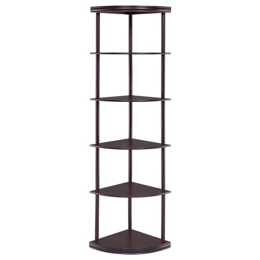 Bonwick 72-inch 5-shelf Corner Bookshelf Cappuccino