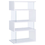 Emelle 63-inch 4-shelf Glass Panel Bookshelf White