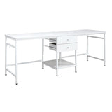 Bowers 2-Drawer Writing Desk with Shelf and Hooks White High Gloss