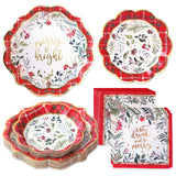 Christmas Tableware Set - 7” Plate (Set of 16), 9” Plate (Set of 16), and Napkin (Set of 30)