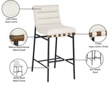 Burke Vegan Leather Bar Stool - Contemporary Design with Matte Black Frame and Walnut Wood Accent