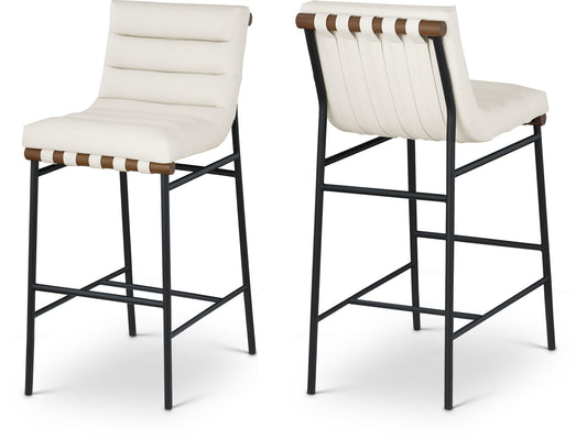 Burke Vegan Leather Bar Stool - Contemporary Design with Matte Black Frame and Walnut Wood Accent