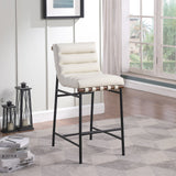 Burke Vegan Leather Bar Stool - Contemporary Design with Matte Black Frame and Walnut Wood Accent