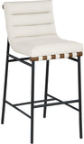 Burke Vegan Leather Bar Stool - Contemporary Design with Matte Black Frame and Walnut Wood Accent