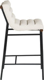 Burke Vegan Leather Bar Stool - Contemporary Design with Matte Black Frame and Walnut Wood Accent