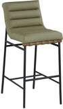 Burke Vegan Leather Bar Stool - Contemporary Design with Matte Black Frame and Walnut Wood Accent