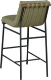 Burke Vegan Leather Bar Stool - Contemporary Design with Matte Black Frame and Walnut Wood Accent